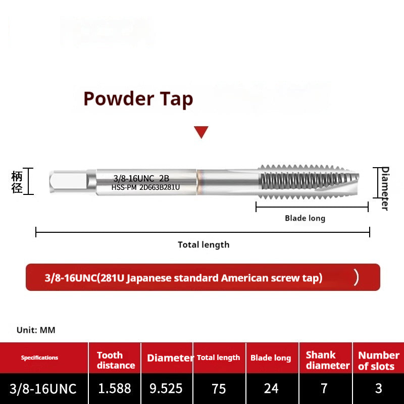 2125-281U American powder screw tip machine with tap spiral tapping series Japanese standard powder high-speed steel tap Shandong Denso Pricision Tools Co.,Ltd.